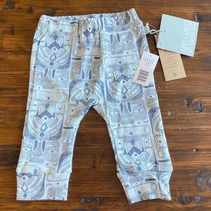 NWT Finn + Emma Organic Cotton Cuffed Baby Pants Totem Pole Blue 3-6 Months